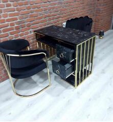 Gold Plated Manicure Set Black (Table / Chair)